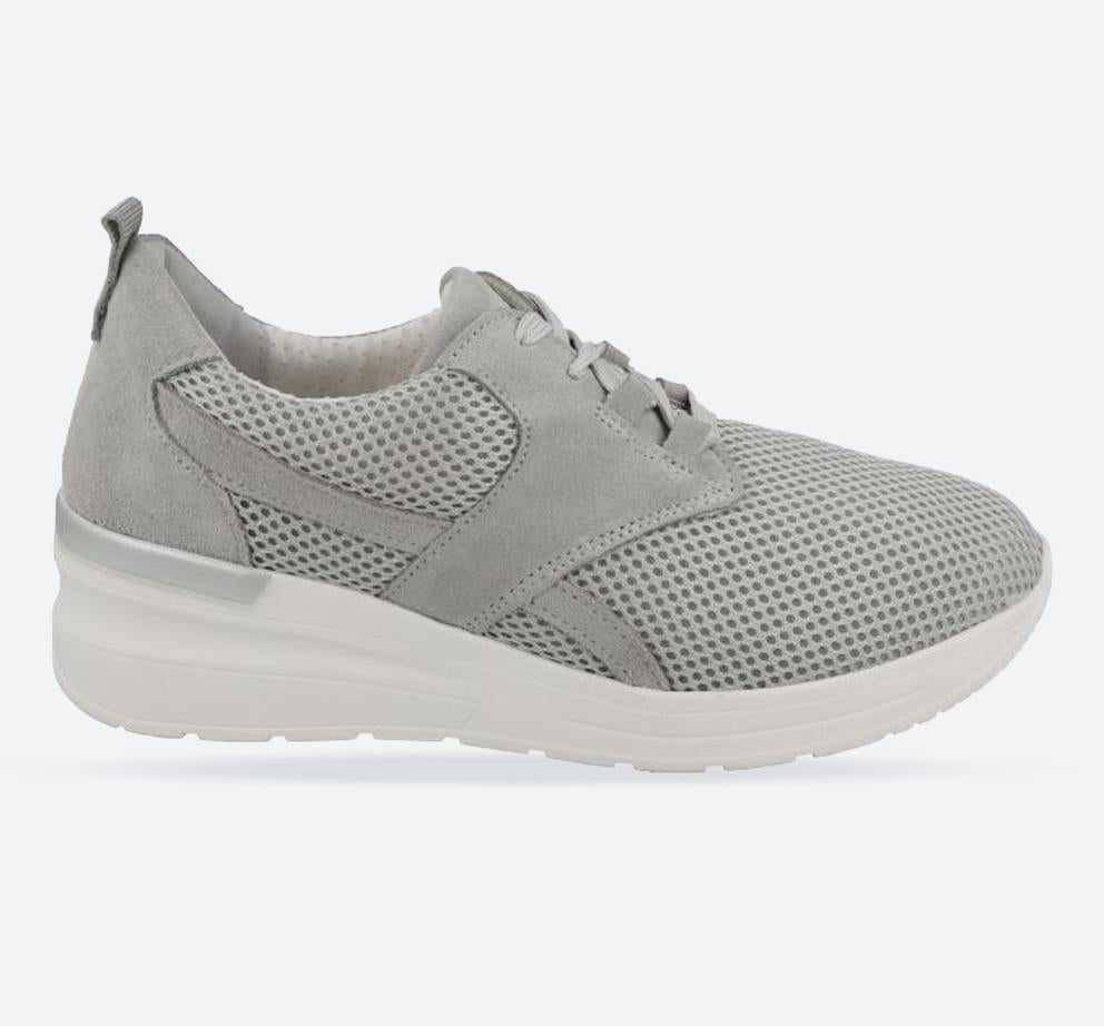 Women's Wide Fit DB Pollyanna Trainers in Grey Mesh - Image 1