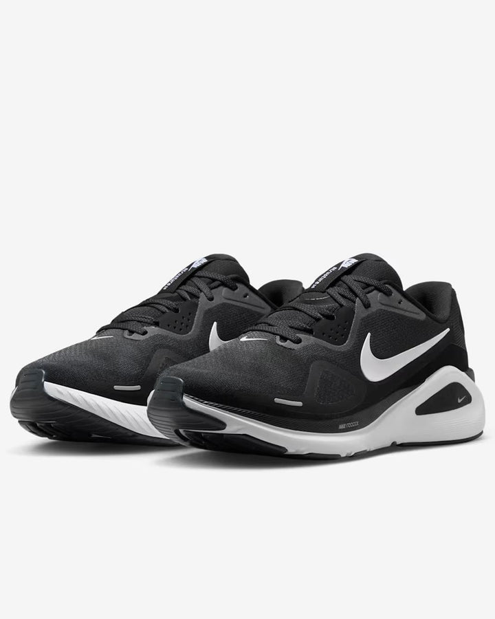 Men's Wide Fit Nike HQ2588-001 Structure 26 Running Stability Trainers in Black/White - Image 1