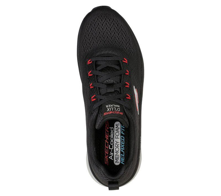 Men's Wide Fit Skechers 232364 Relaxed Fit Meerno D'lux Walker Trainers in Black/Red - Image 1