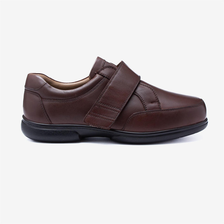 Mens Wide Fit Tredd Well Phoenix Velcro Shoes in Brown - Image 1