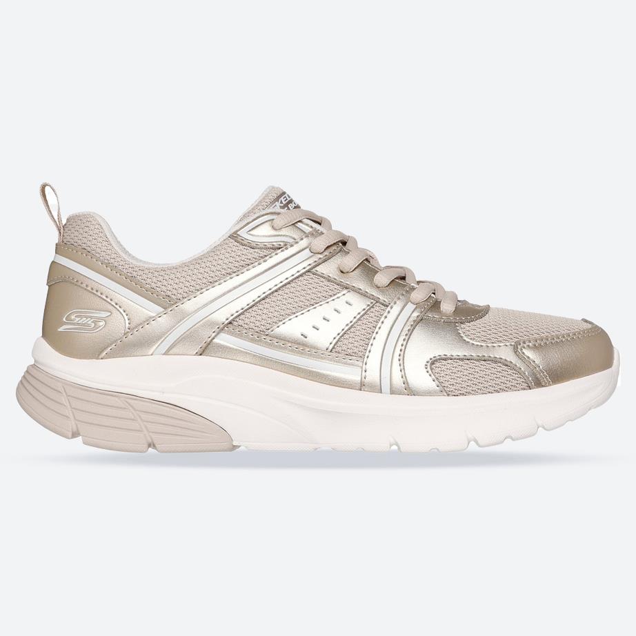 Women's Wide Fit Skechers 117770 Bobs Vamos Trainers in Gold - Image 1