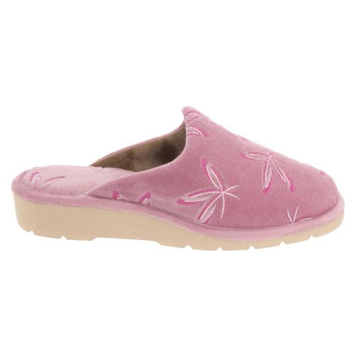 Women's Wide Fit DB Balsam Mule Slippers in Blue Floral Velour - Image 8