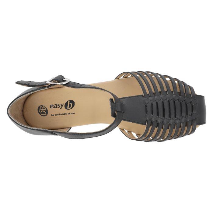 Women's Wide Fit DB Bella Sandals in Black Leather - Image 1