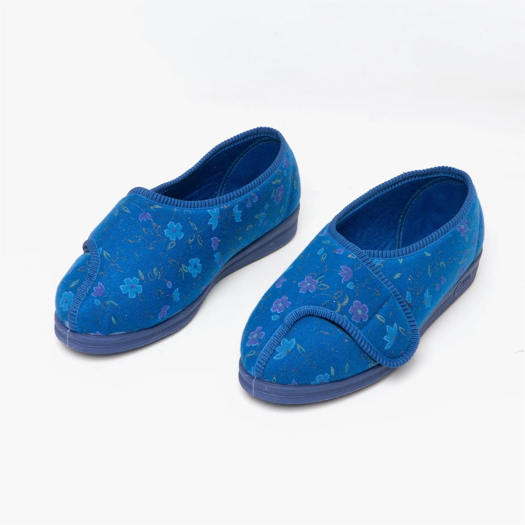 Womens Wide Fit Comfylux LS667C Davina Slippers in Navy/Blue - Image 4