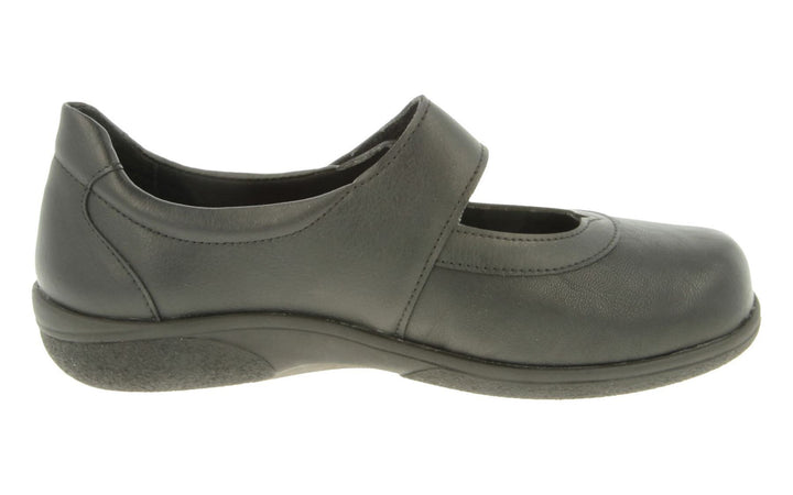 Womens Wide Fit DB Patience Shoes in Black Stretch - Image 1