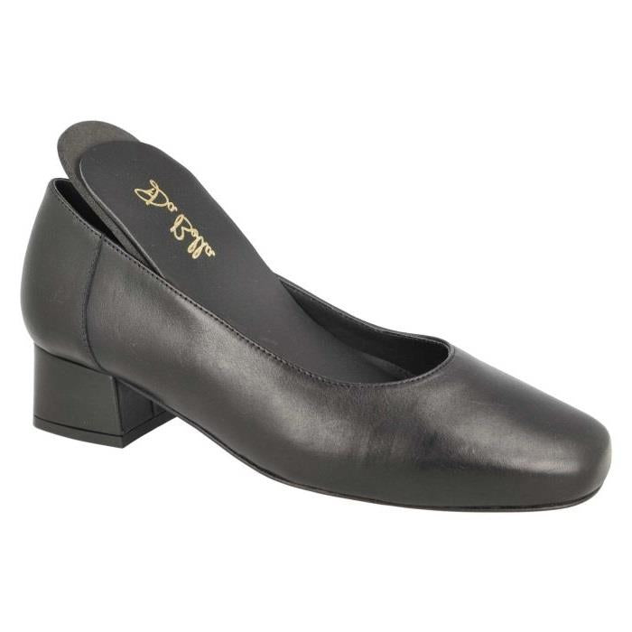 Women's Wide Fit DB Hyperion Heel Court Shoes in Black Leather - Image 1