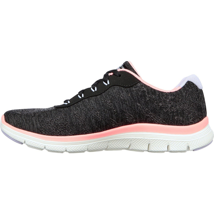 Women's Wide Fit Skechers 149570 Flex Appeal 4.0 Fresh Move Trainers - Black/Coral in Black/Coral - Image 1