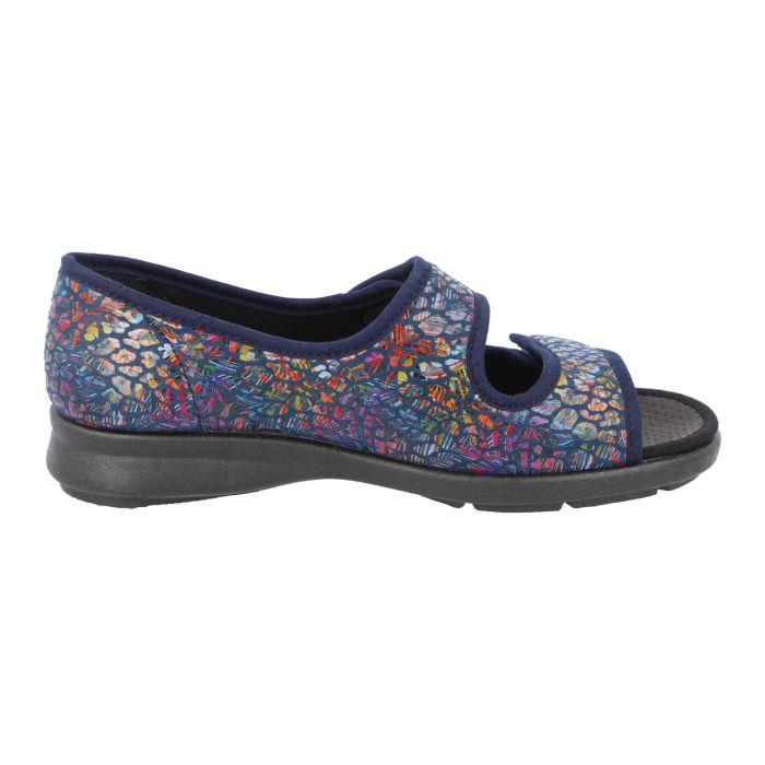 Women's Wide Fit DB Squirrel Slippers in Black Multi Stretch - Image 8