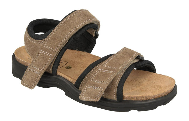 Womens Wide Fit DB Peel Sandals in Navy Suede - Image 1