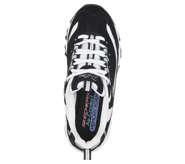 Women's Wide Fit Skechers 11930 D'Lites Biggest Fan Trainers in Black/White - Image 1