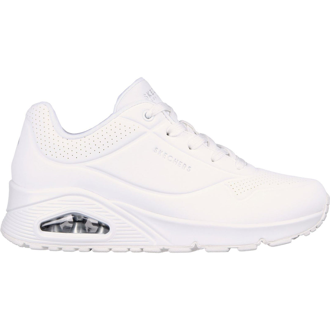 Women's Wide Fit Skechers 73690 Uno Stand On Air Sports Trainers in White - Image 2