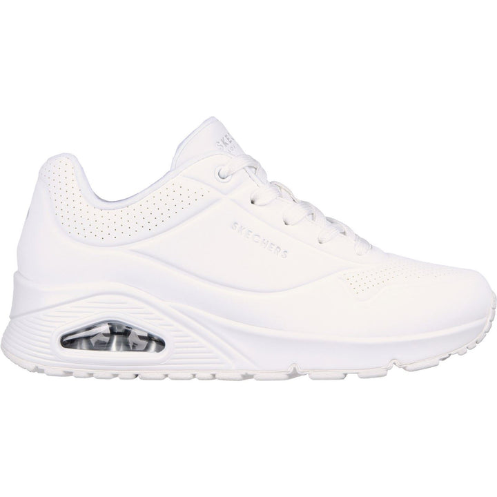 Women's Wide Fit Skechers 73690 Uno Stand On Air Sports Trainers in White - Image 1