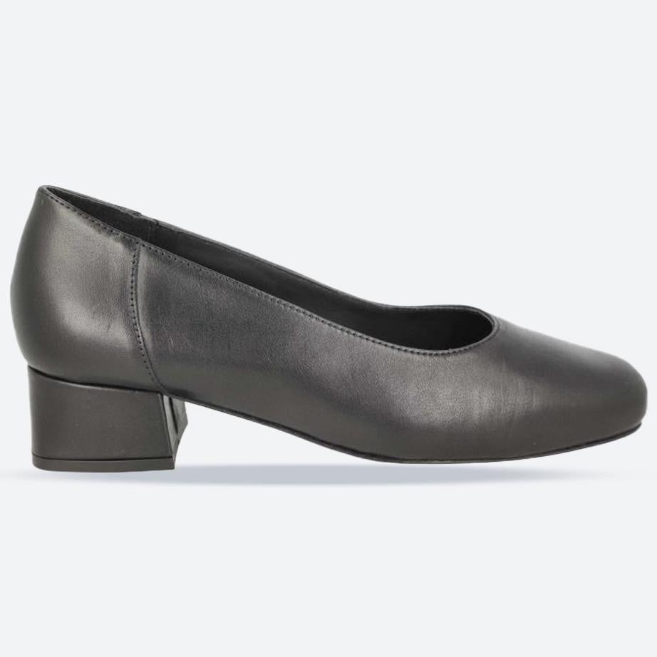 Women's Wide Fit DB Hyperion Heel Court Shoes in Black Leather - Image 1
