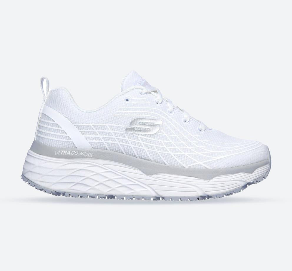 Women's Wide Fit Skechers 108016EC Max Cushioning Elite Sr Trainers in White - Image 1