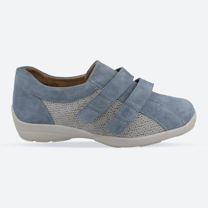 Women's Wide Fit DB Hummingbird Shoes in Blue Suede - Image 1