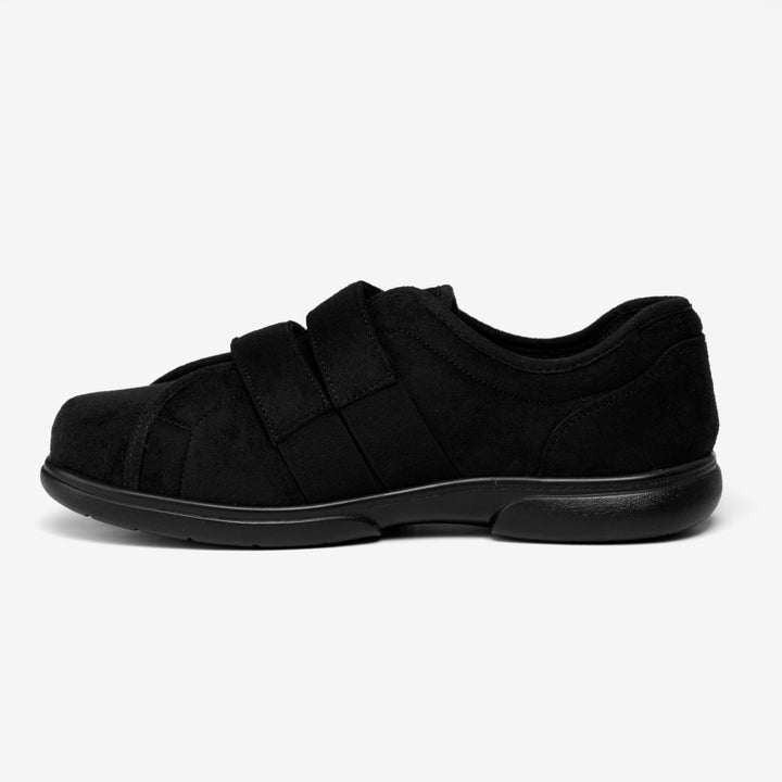 Mens Wide Fit Tredd Well Stanley Velcro Slippers in Black - Image 1