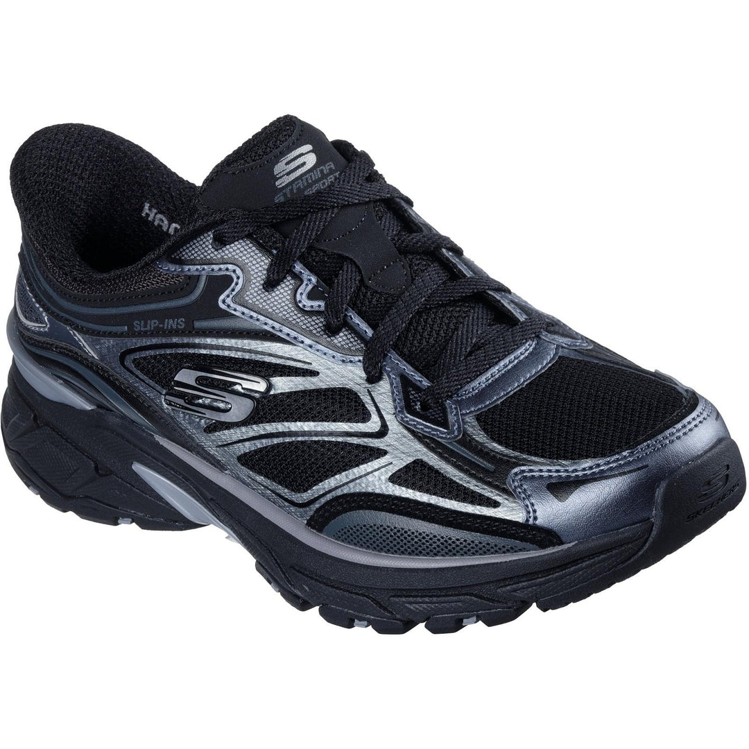 Women's Wide Fit Skechers 150710 Slip-ins Stamina Sport Trainers in Black - Image 3
