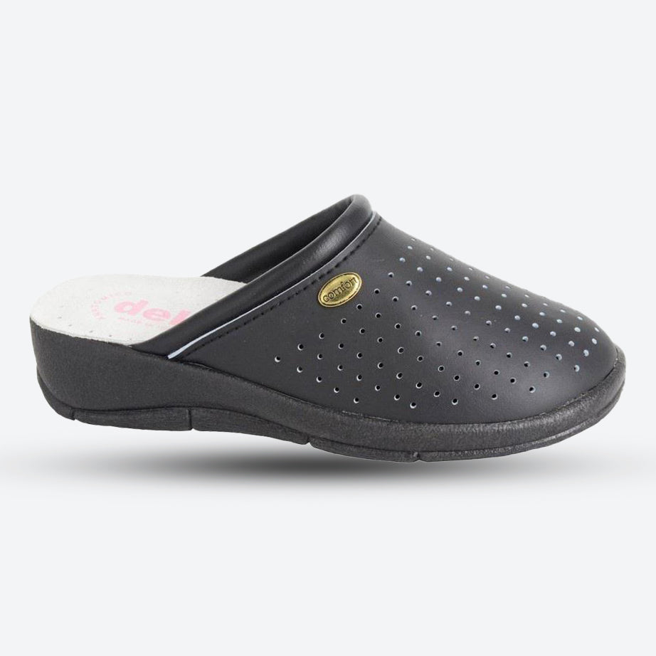 Womens Wide Fit DEK L706 Clogs in Black - Image 1