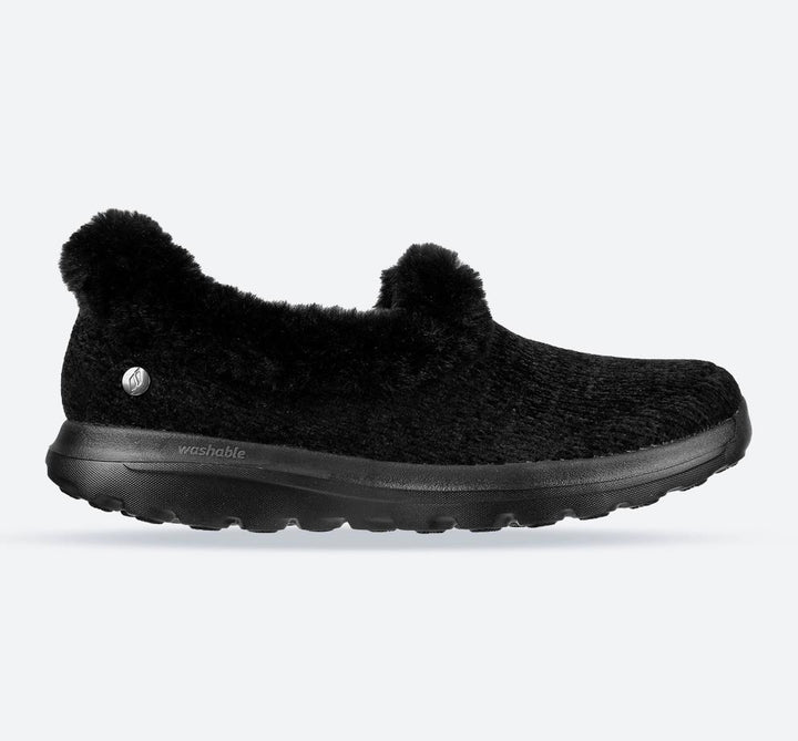 Women's Wide Fit Skechers 175051 Go Walk Lounge Slippers in Black - Image 1