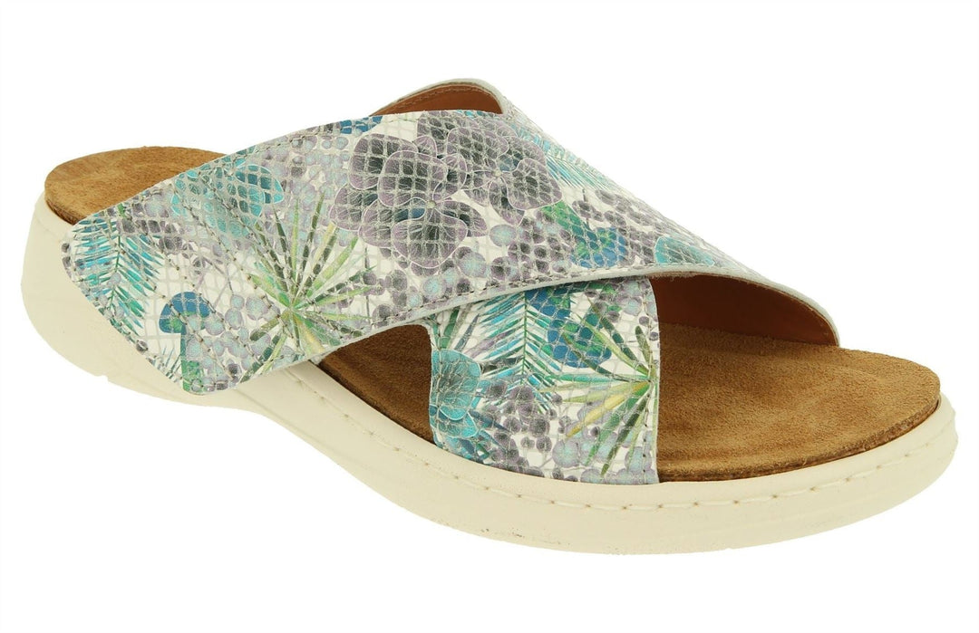 Womens Wide Fit DB Roxanne Sandals in Ocean Blue Multi Leather - Image 3