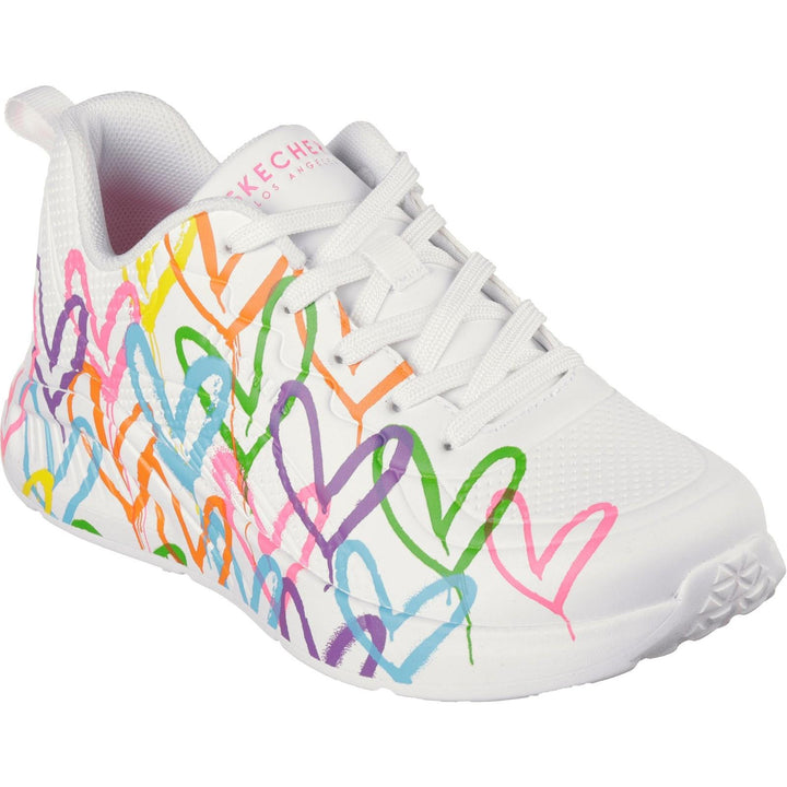 Women's Wide Fit Skechers 177977 Uno Lite Heart Of Hearts Trainers in Black/Multi - Image 1