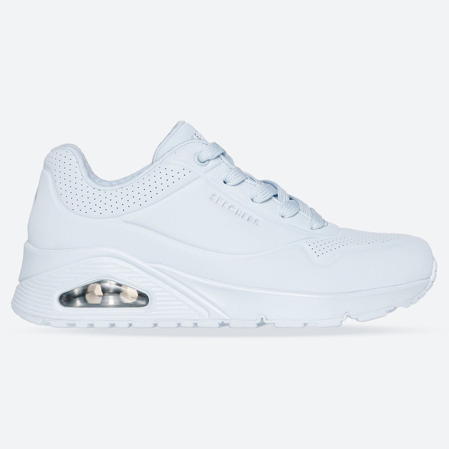 Women's Wide Fit Skechers 73690 Uno - Stand On Air Walking Street Wear Trainers - Light Denim in Light Denim - Image 1