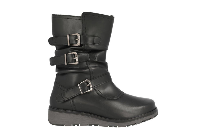Women's Wide Fit DB Muntjac Boots in Black Smooth Synthetic - Image 1