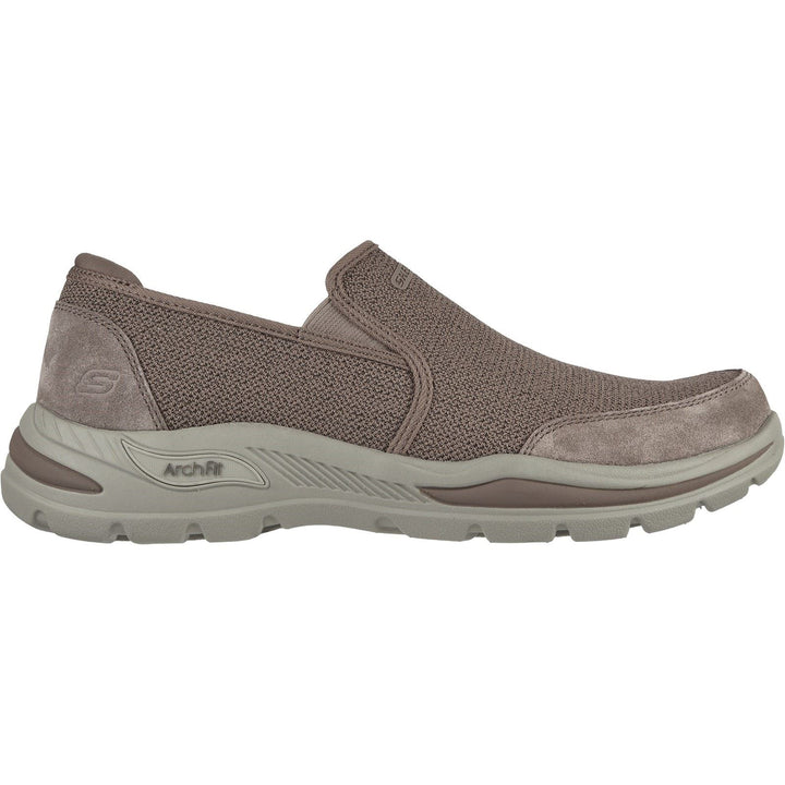 Men's Wide Fit Skechers 204509 Arch Fit Motley Ratel Slip On Trainers in Light Brown - Image 1
