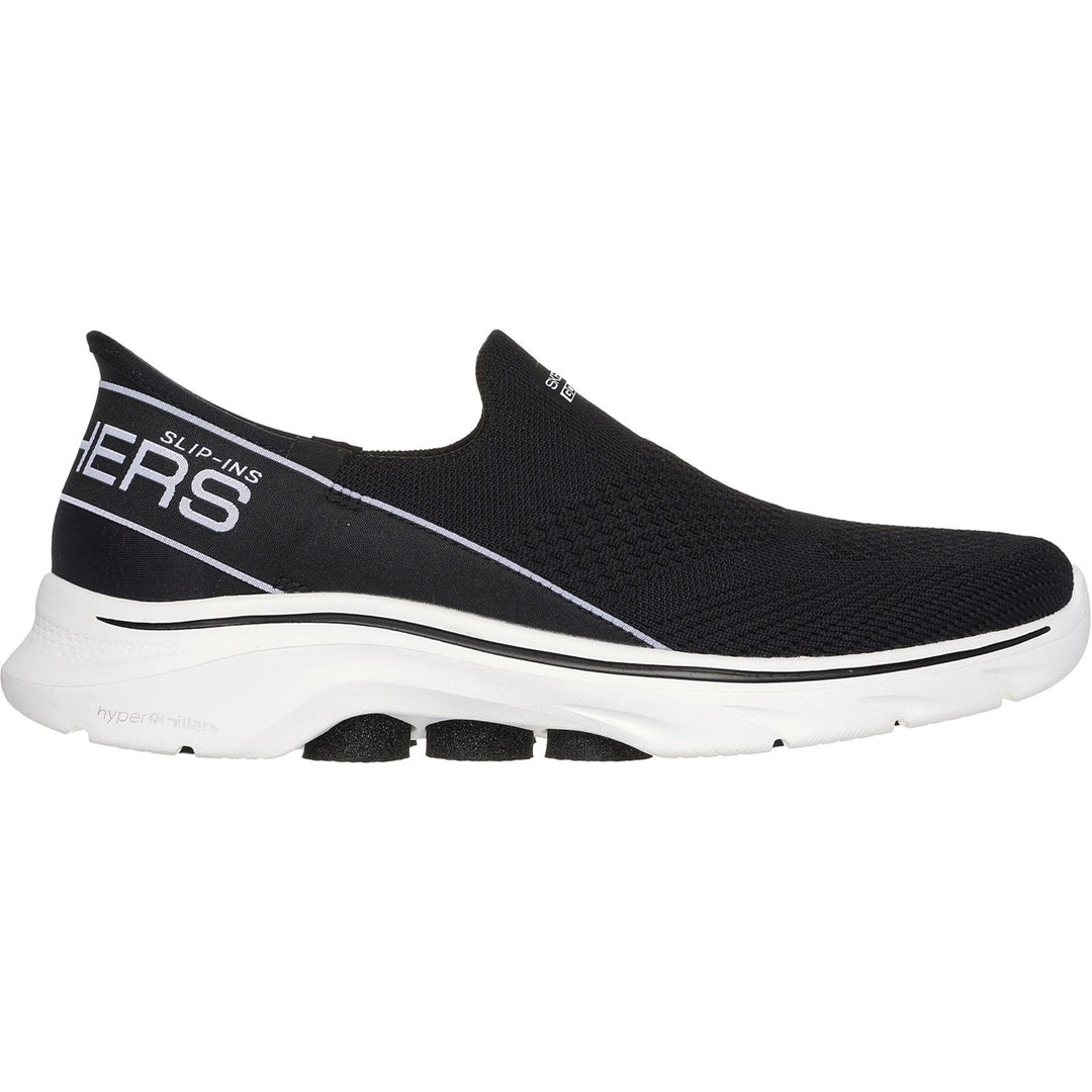 Women's Wide Fit Skechers 125231 Slip-ins Go Walk 7 Mia Trainers in Black/White - Image 2