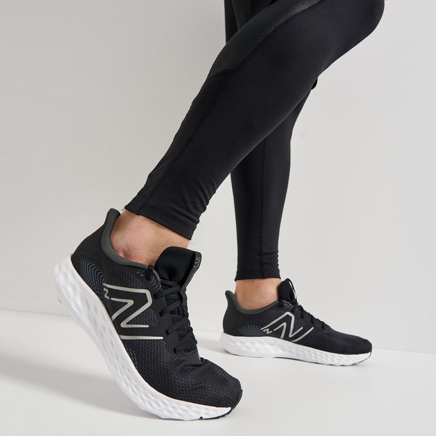 Women's Wide Fit New Balance M411LB3 Walking and Running Trainers - Black/White in Black/White - Image 4