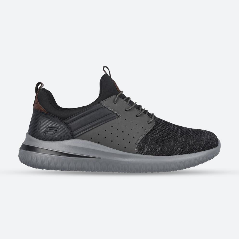 Men's Wide Fit Skechers 210238 Delson 3.0 Cicada Trainers in Black/Grey - Image 1