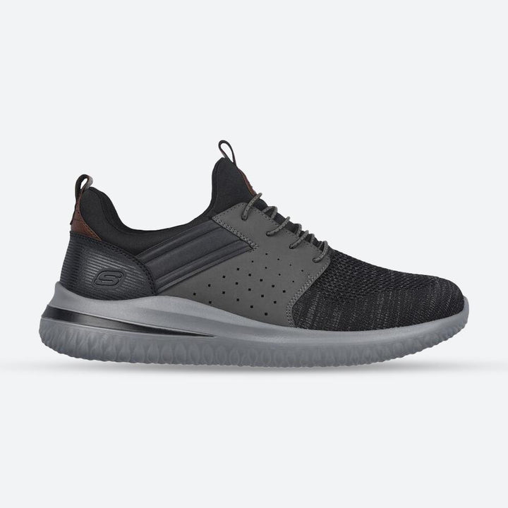 Men's Wide Fit Skechers 210238 Delson 3.0 Cicada Trainers in Black/Grey - Image 1