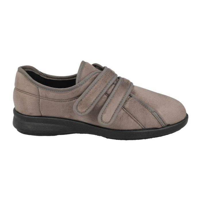 Women's Wide Fit DB Mansfield Slippers in Black Stretch Suedette - Image 1