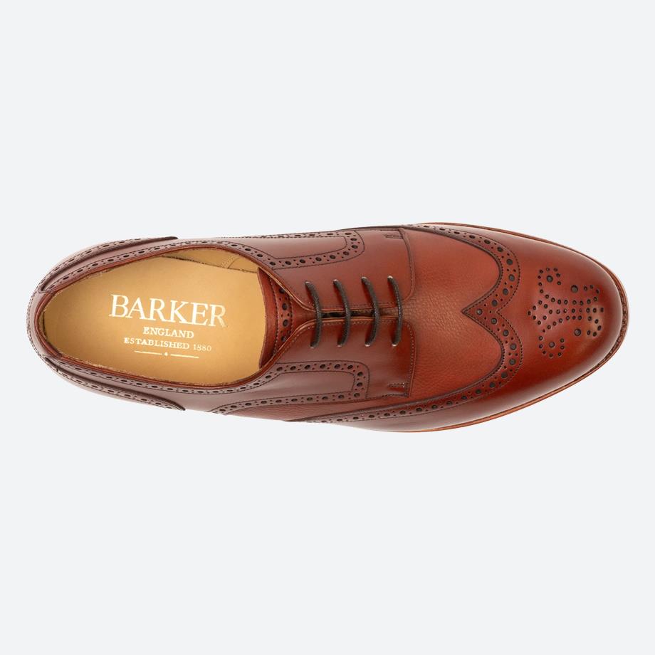 Mens Wide Fit Barker Athlone Redwood Calf Cervo Shoes in Brown - Image 3