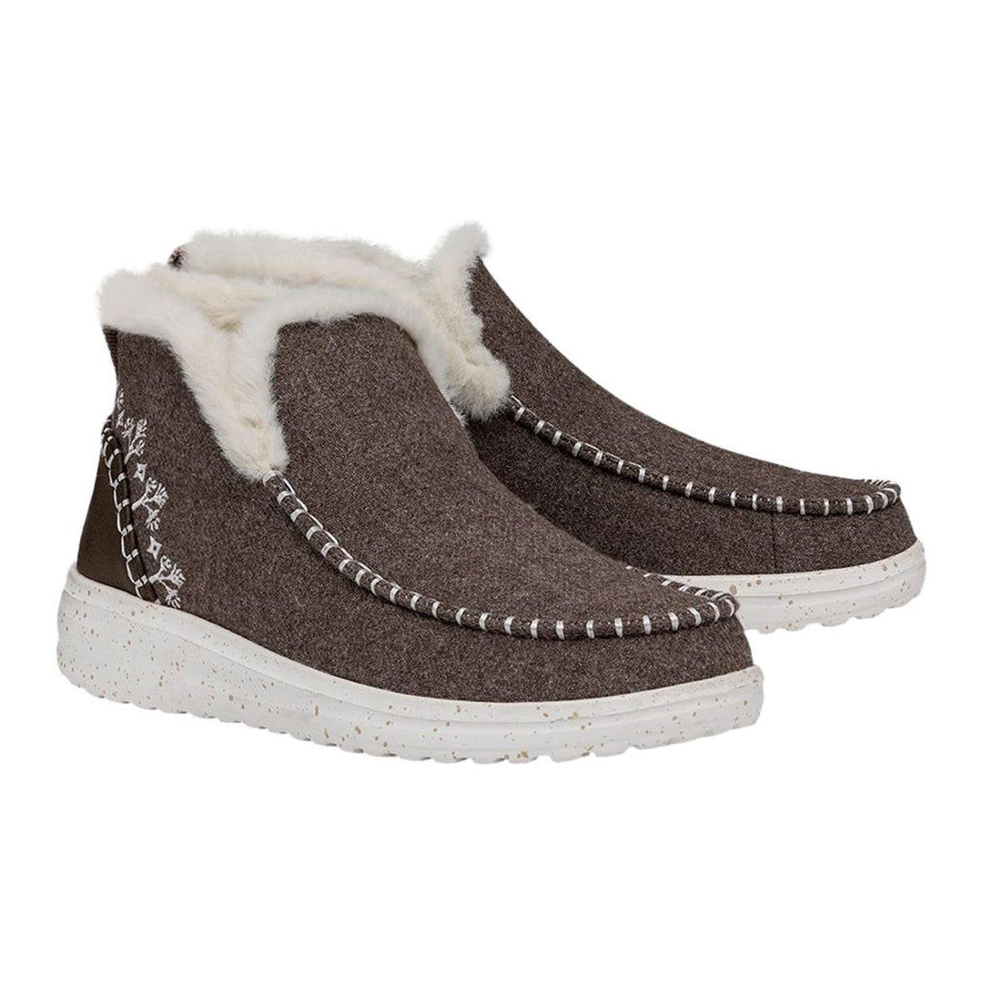 Women's Heydude 40208 Denny Wool Faux Shearling Ankle Boots - Walnut in Walnut - Image 3