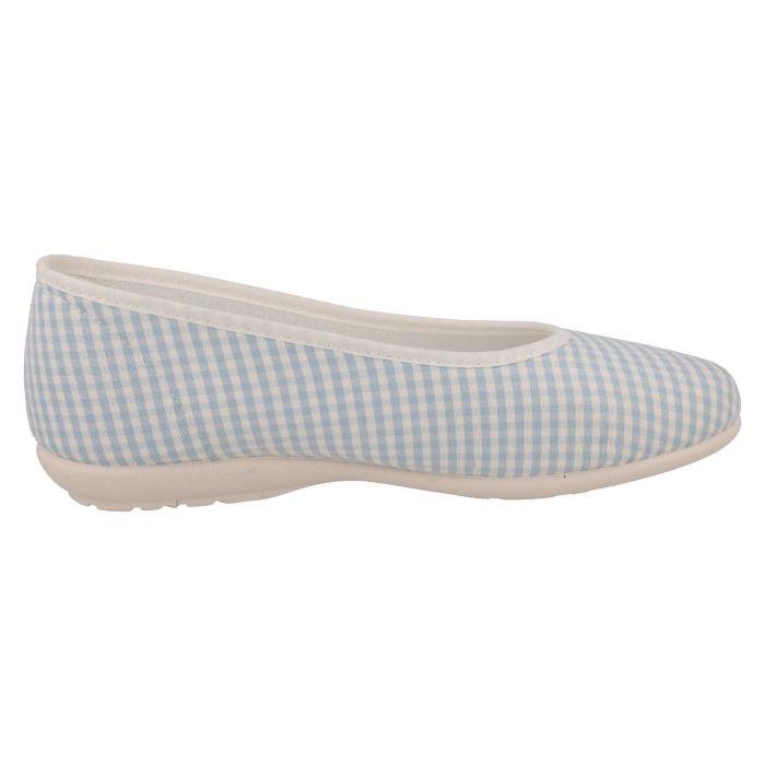 Women's Wide Fit DB Anenome Canvas Pumps in Blue Gingham Canvas - Image 4