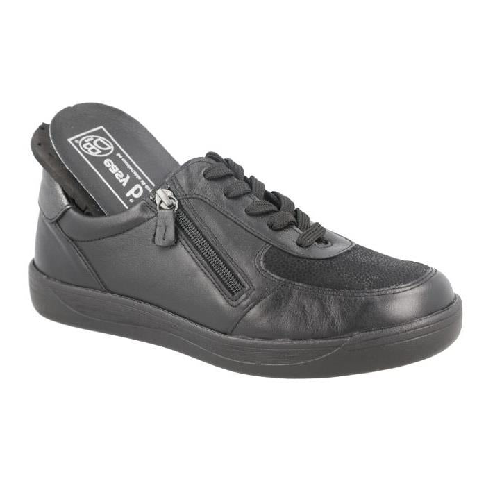 Women's Wide Fit DB Bridgetown Shoes in Black Lea / Stretch - Image 1