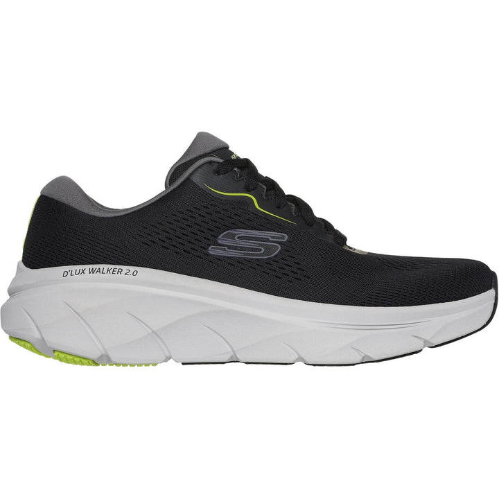 Men's Wide Fit Skechers 232714 D'lux Walker 2.0 Swave Trainers in Black /Lime - Image 1