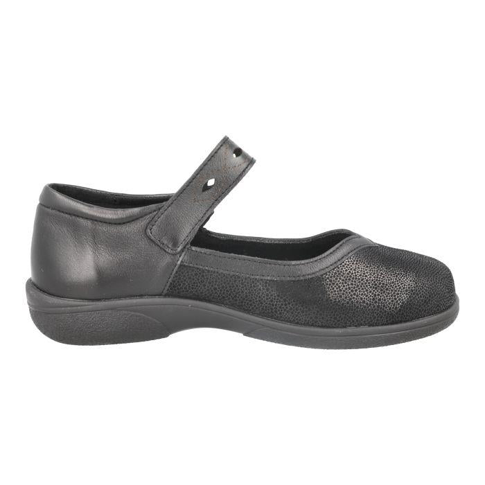 Women's Wide Fit DB Hythe Shoes in Black Lea / Stretch - Image 1