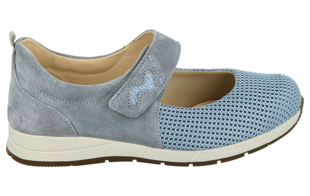 Womens Wide Fit DB Hawaii Canvas Shoes in Sky Blue Suede / Mesh - Image 2