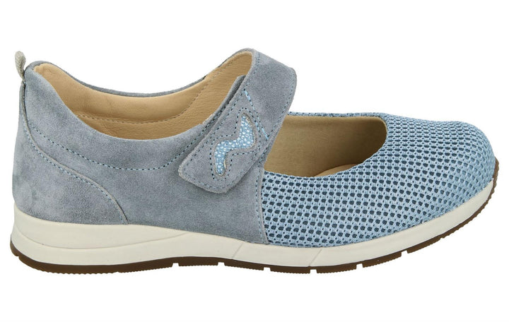 Womens Wide Fit DB Hawaii Canvas Shoes in Sky Blue Suede / Mesh - Image 1