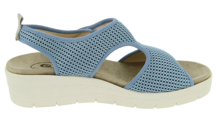 Womens Wide Fit DB Dove Sandals in Silver Grey Textile - Image 1