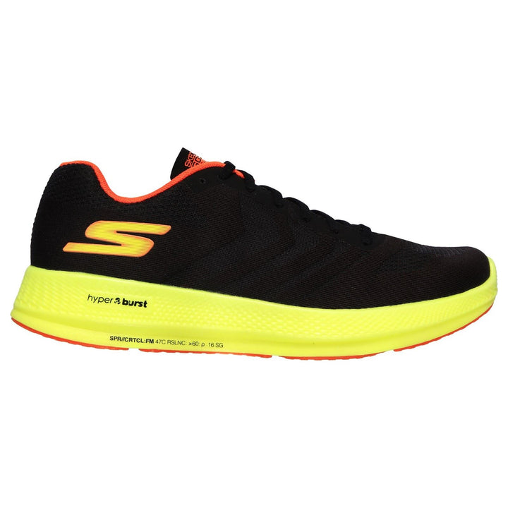 Women's Wide Fit Skechers 130001  Go Run Razor + Sports Trainers in Black/Yellow/Orange - Image 1