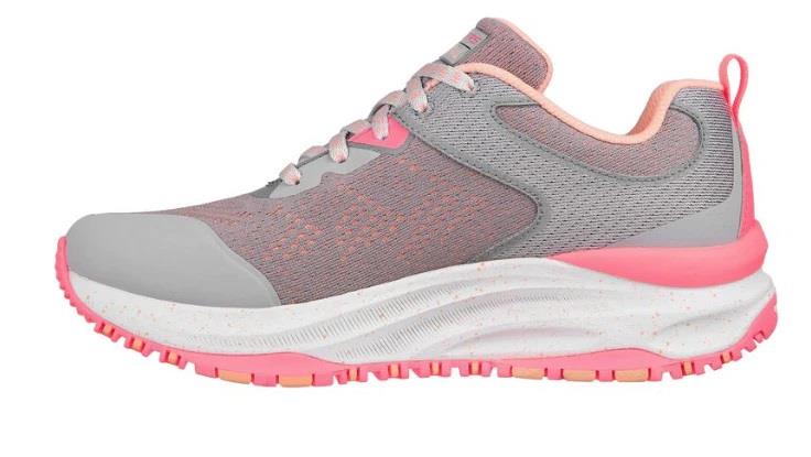 Women's Wide Fit Skechers Relaxed Fit 149842 D'lux Trail Round Trip Walking Trainers in Grey/Pink - Image 3