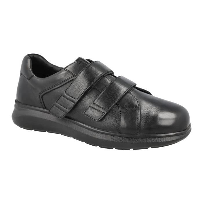 Men's Wide Fit DB Hugo Shoes in Black Leather - Image 1