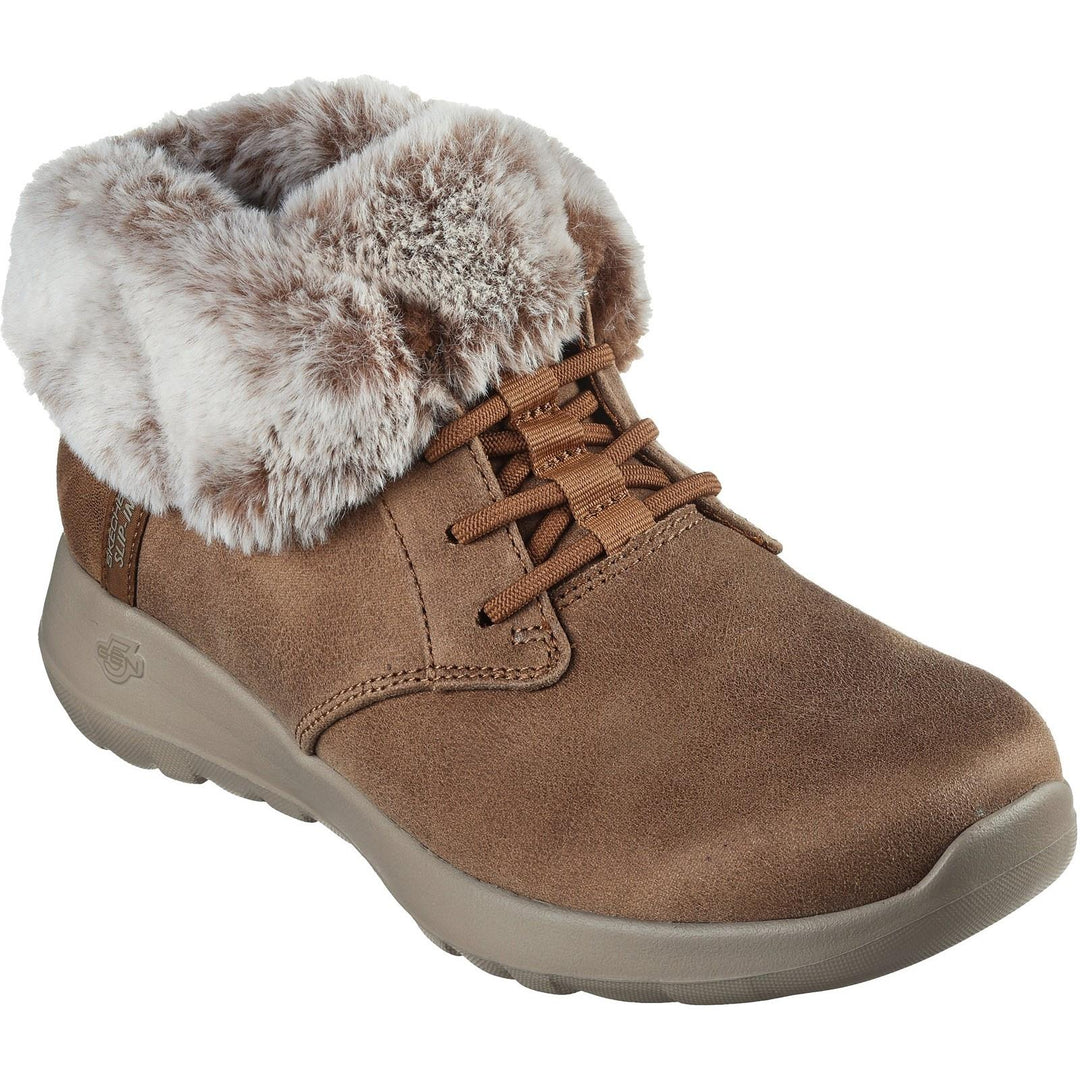 Women's Wide Fit Skechers 144803 Slip-ins On The Go Joy Cozy Charm Boots in Chestnut - Image 3