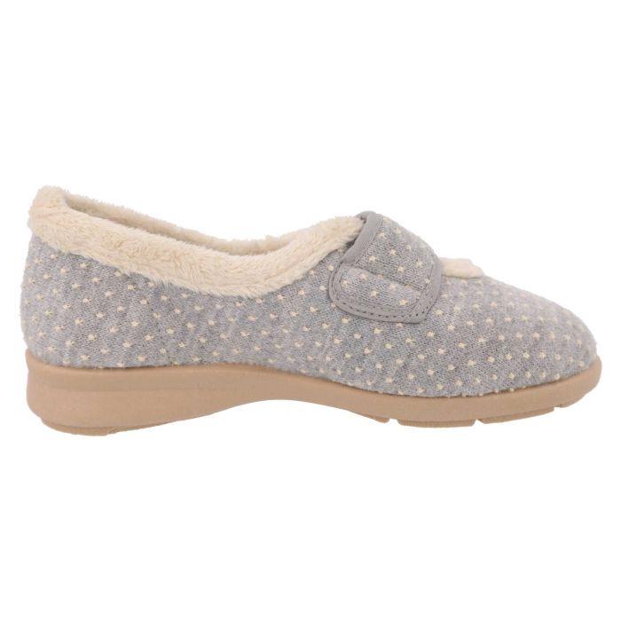 Women's Wide Fit DB Snowdrop Slippers in Rose Star Stitched Textile - Image 1