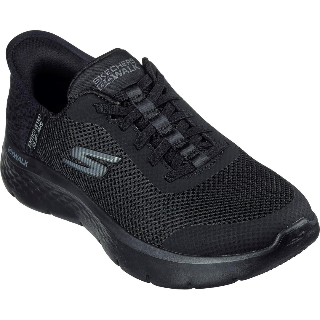 Women's Wide Fit Skechers 124836 Go Walk Flex Grand Entry Trainers in Black - Image 3
