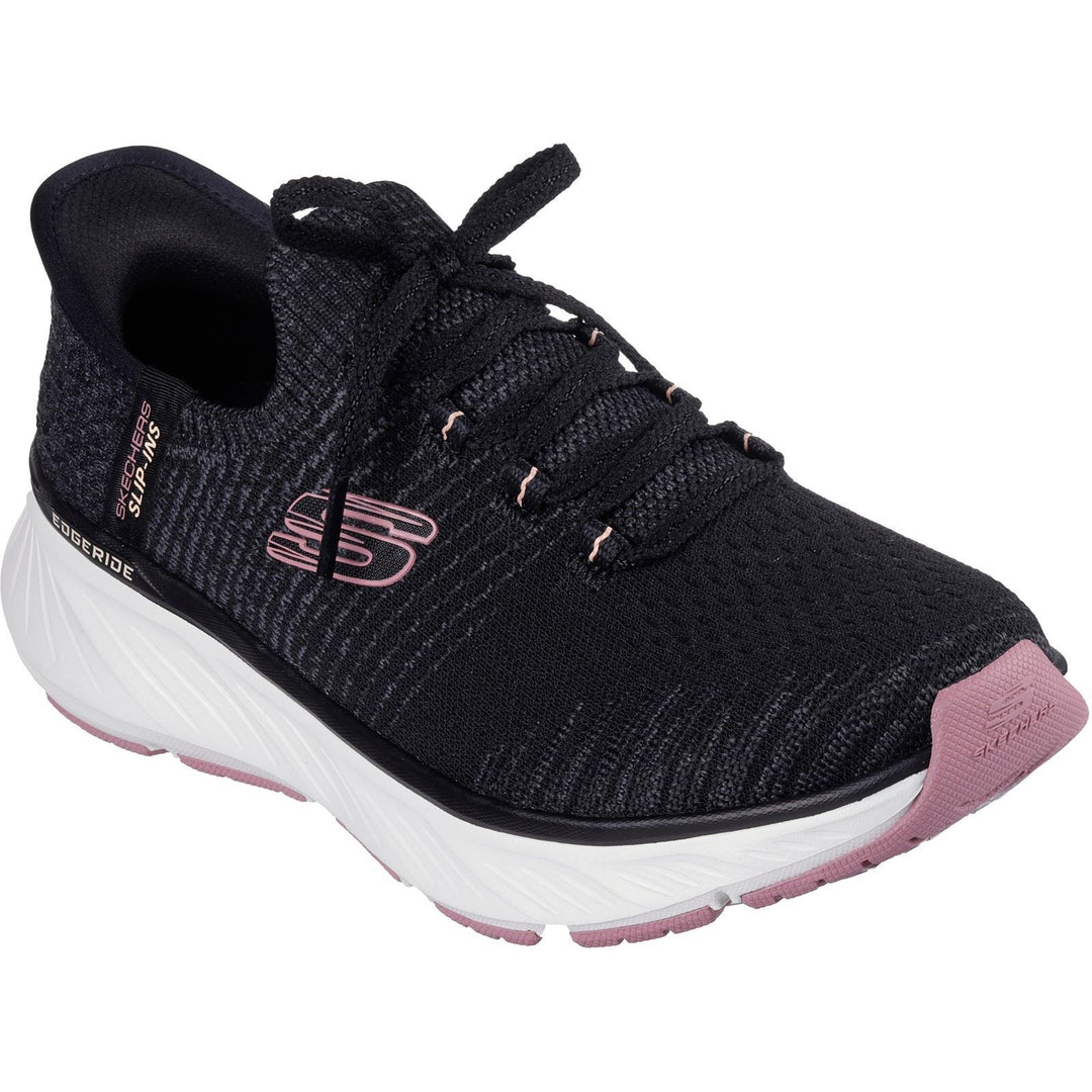 Women's Relaxed Fit Skechers 150470 Edgeride Impression Trainers in Black/Pink - Image 3