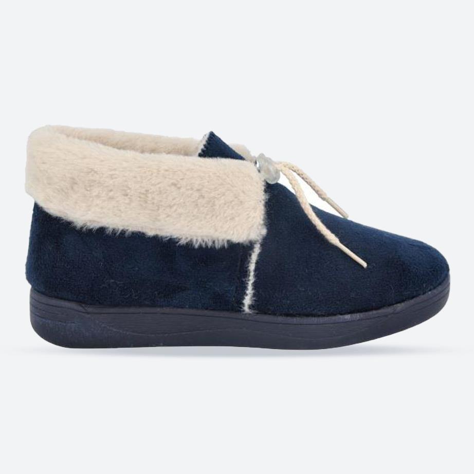 Women's Wide Fit DB Galilee Slippers in Navy Velour - Image 1